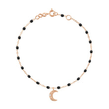 Gigi Clozeau - Petite Moon Classic Gigi Black diamond bracelet, Rose Gold, 6.7"
