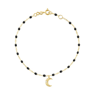 Gigi Clozeau - Petite Moon Classic Gigi Black diamond bracelet, Yellow Gold, 6.7"