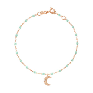 Gigi Clozeau - Petite Moon Classic Gigi Jade diamond bracelet, Rose Gold, 6.7"
