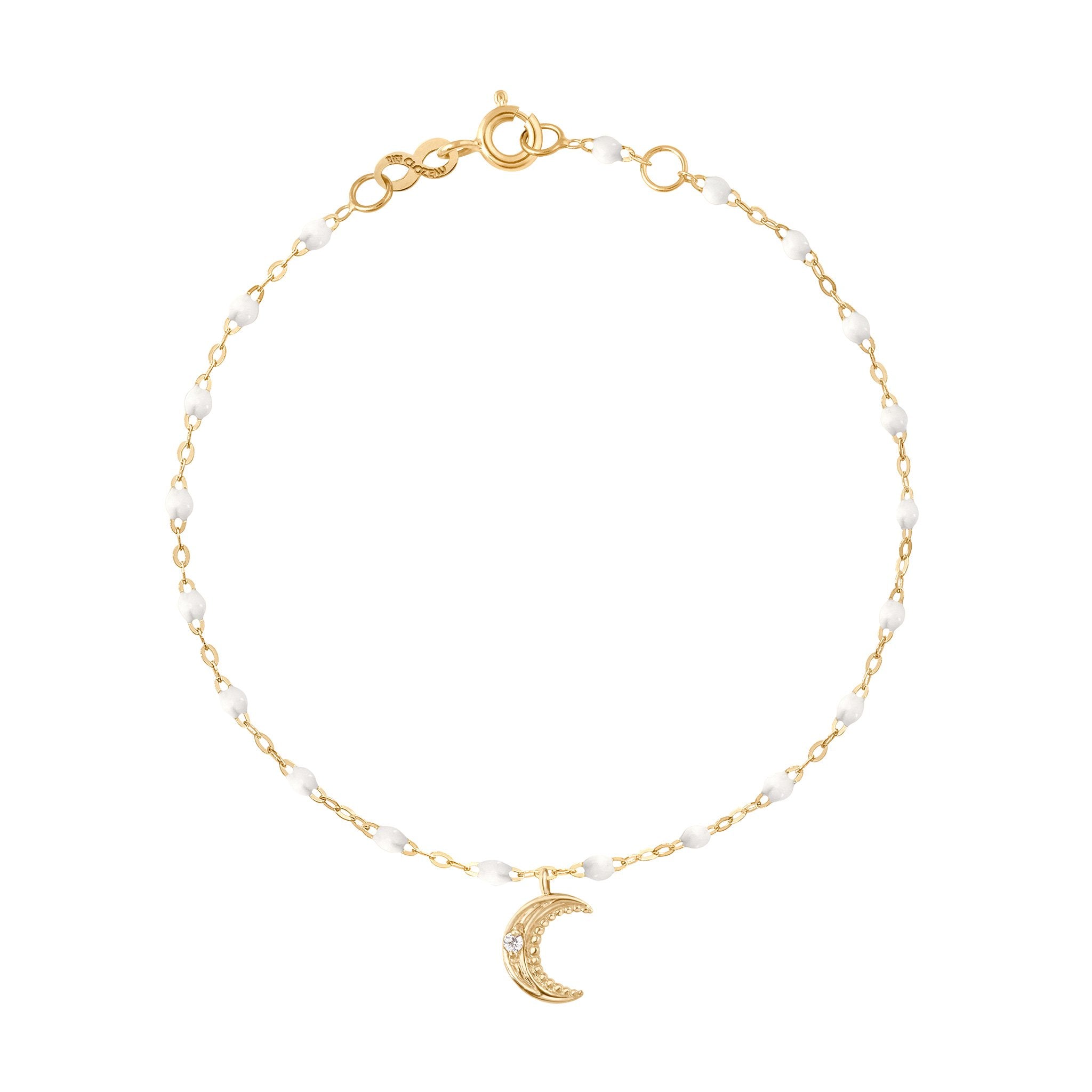 Gigi Clozeau - Petite Moon Classic Gigi White diamond bracelet, Yellow Gold, 6.7"
