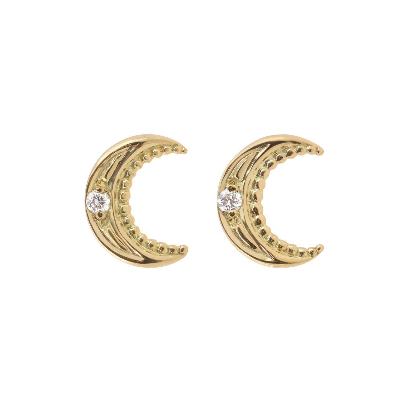 Petite Moon diamond earrings, Yellow Gold – Gigi Clozeau - Jewelry