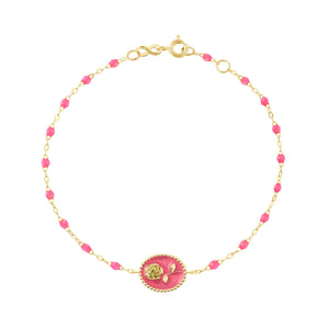 Gigi Clozeau - Pink Rose Bracelet, Yellow Gold, 6.7"