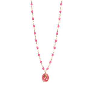 Gigi Clozeau - Pink Rose Necklace, Rose Gold, 16.5"