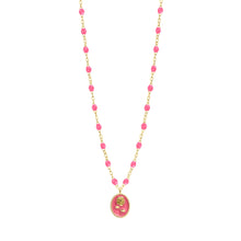 Gigi Clozeau - Pink Rose Necklace, Yellow Gold, 16.5"