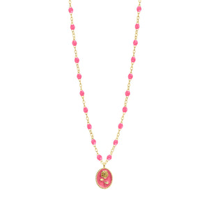 Gigi Clozeau - Pink Rose Necklace, Yellow Gold, 16.5"