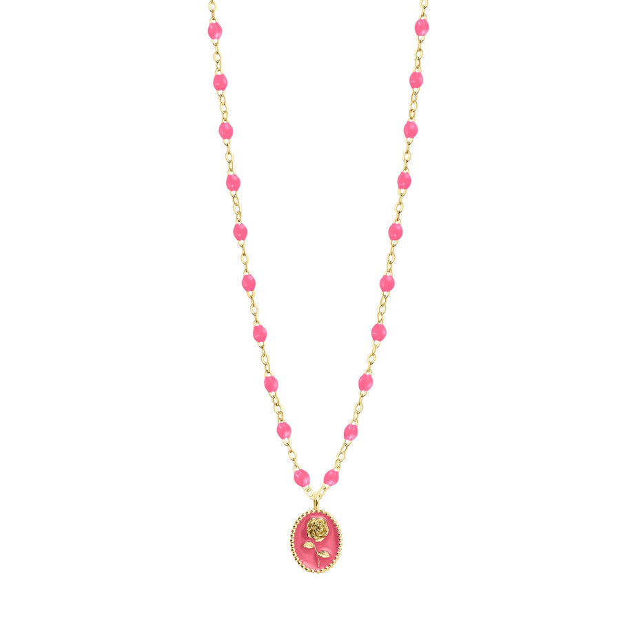 Gigi Clozeau - Pink Rose Necklace, Yellow Gold, 16.5