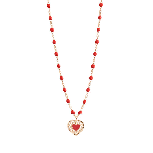 Gigi Clozeau - Poppy Lace Heart Necklace, Rose Gold, 16.5