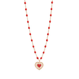 Gigi Clozeau - Poppy Lace Heart Necklace, Rose Gold, 16.5"