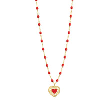 Gigi Clozeau - Poppy Lace Heart Necklace, Yellow Gold, 16.5"