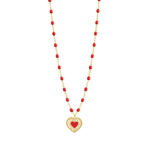 Gigi Clozeau - Poppy Lace Heart Necklace, Yellow Gold, 16.5