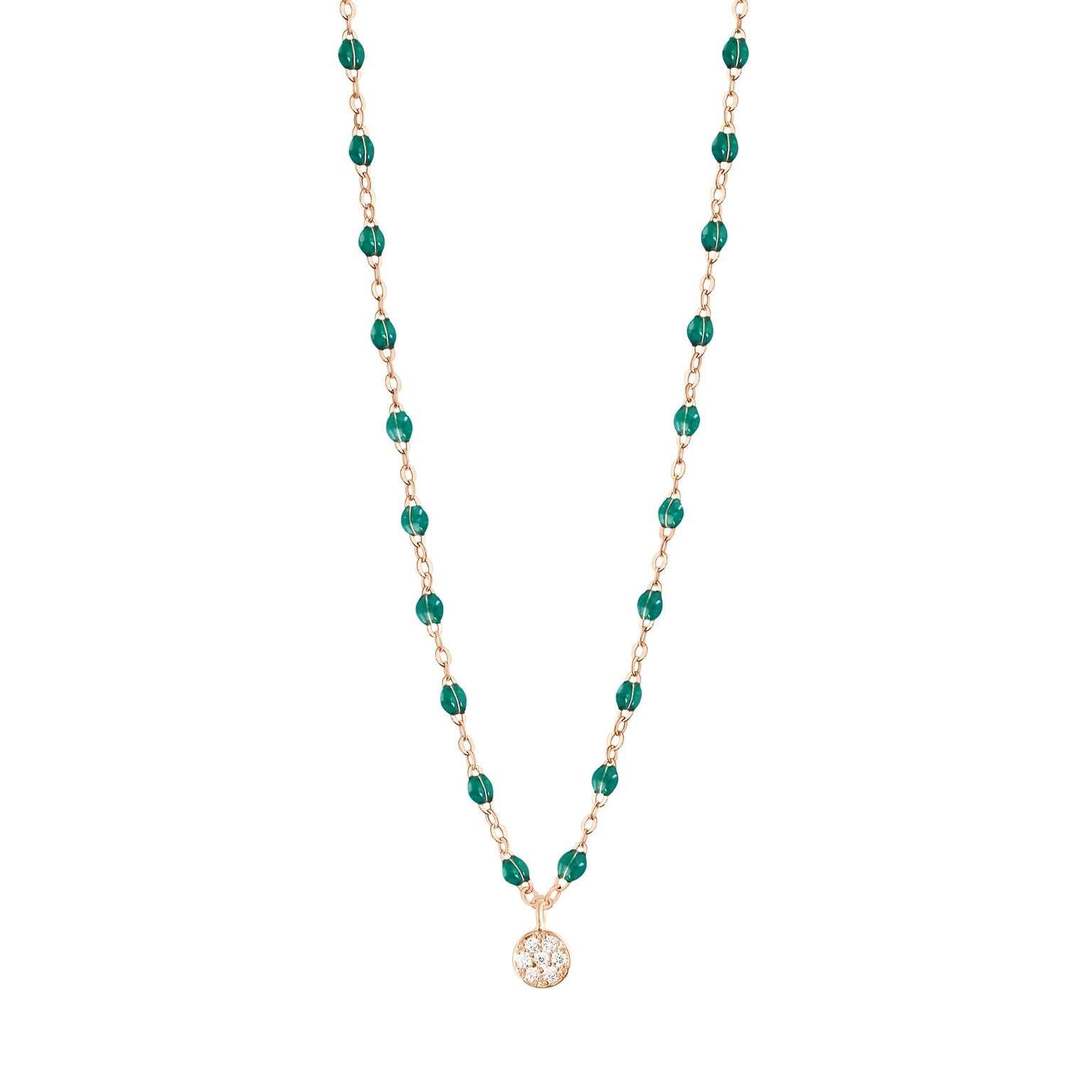 Gigi Clozeau - Puce Classic Gigi Emerald diamond necklace, Rose Gold, 16.5"