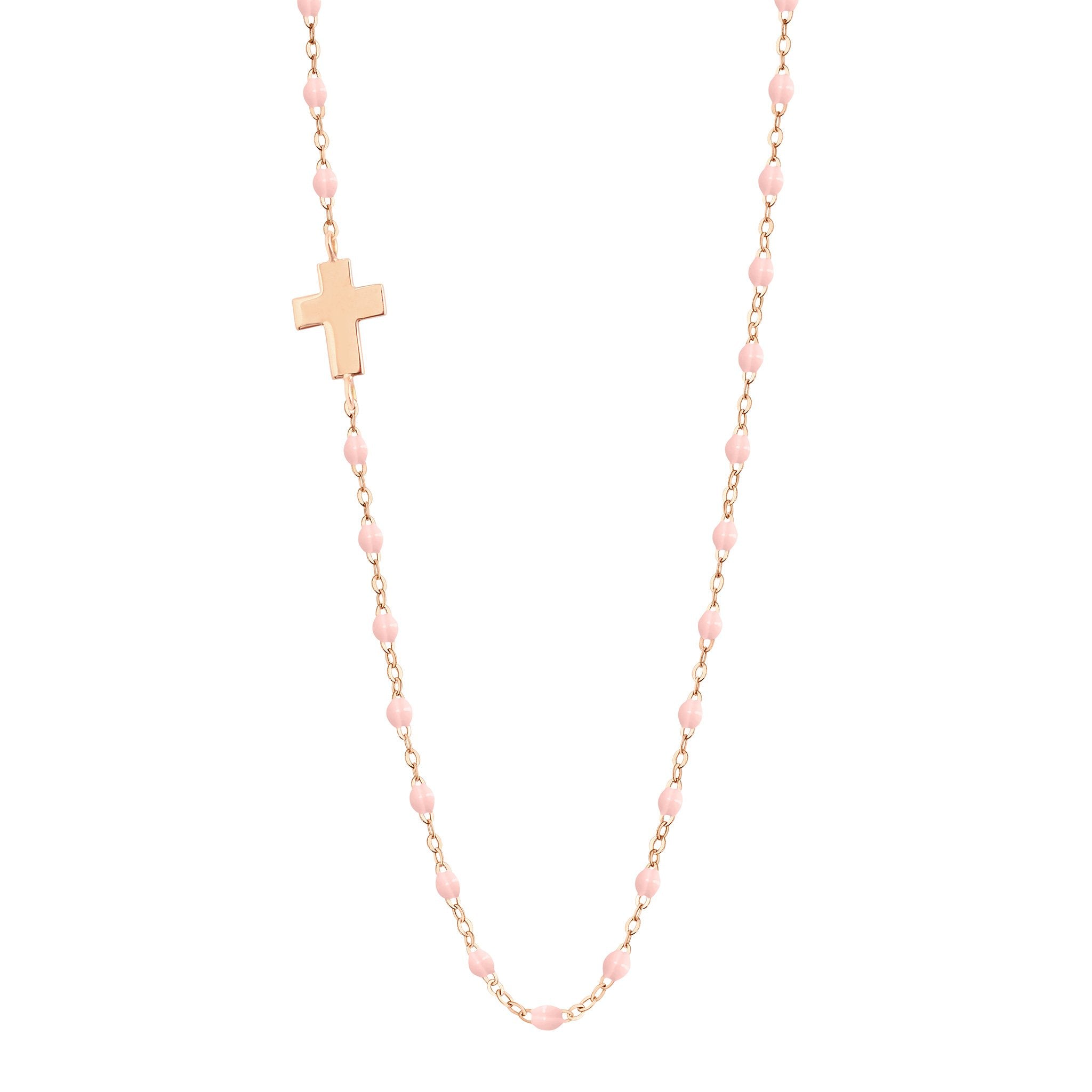 Side Cross Charm Classic Gigi Baby Pink necklace, Rose Gold, 16.5