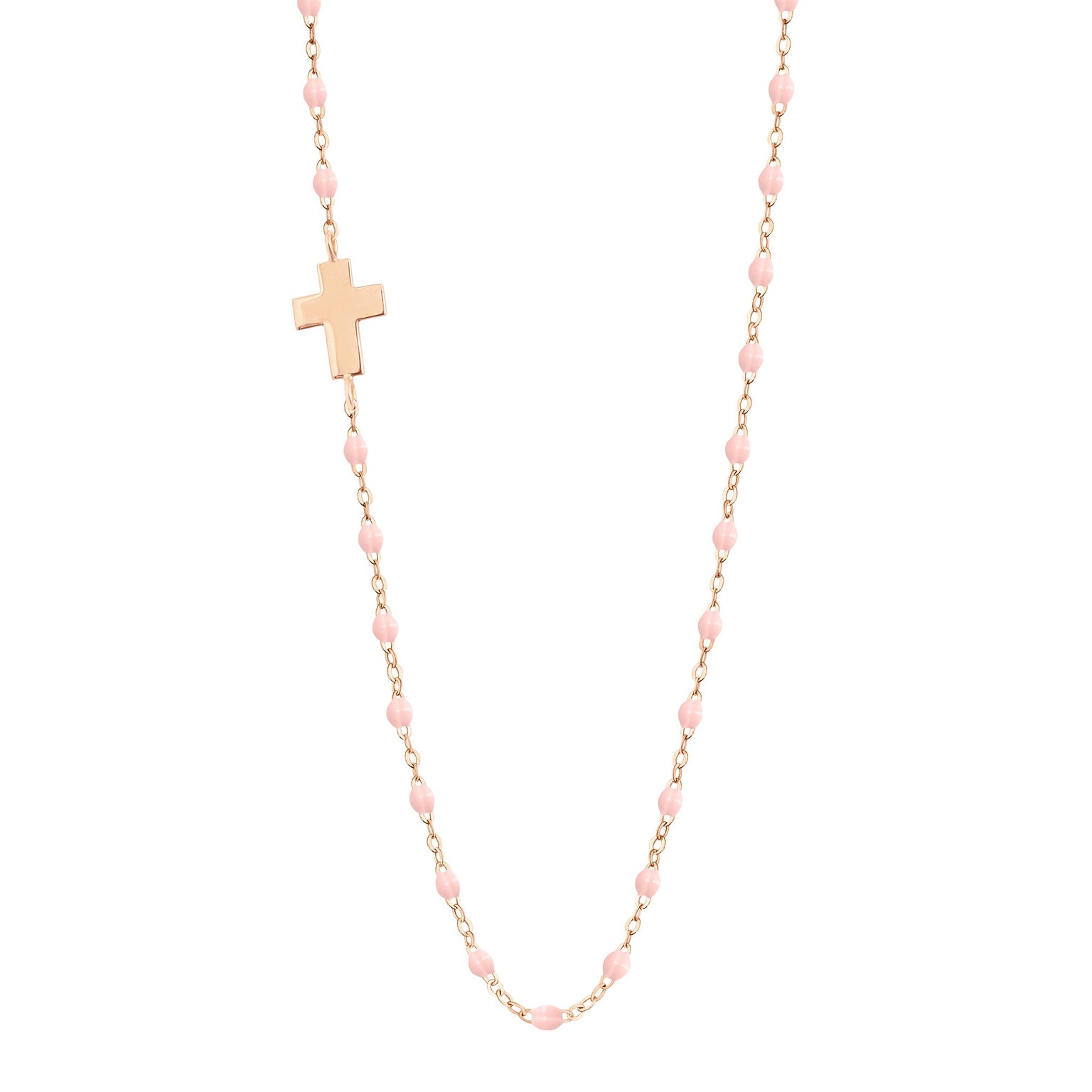 Gigi Clozeau - Side Cross Charm Classic Gigi Baby Pink necklace, Rose Gold, 16.5"
