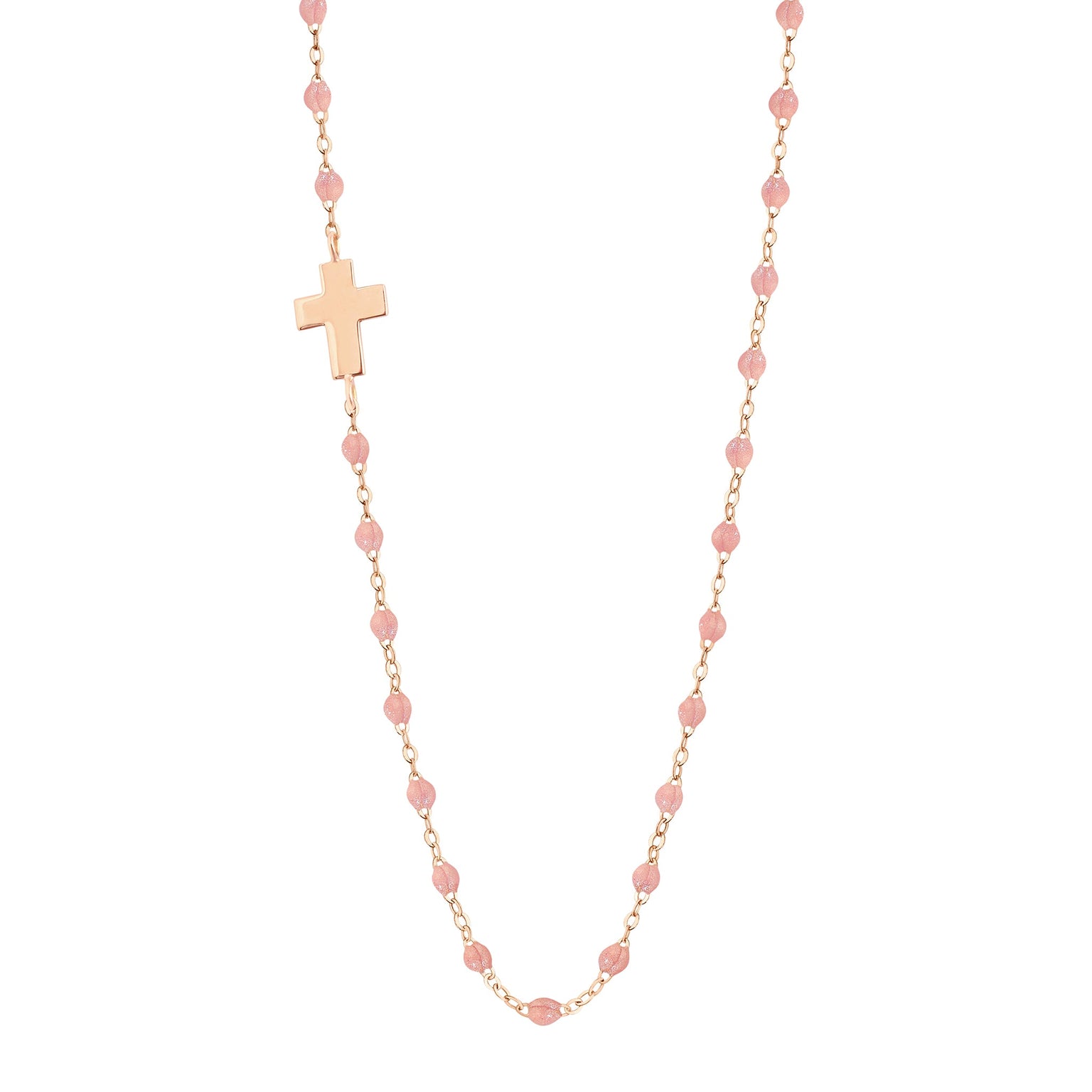 Gigi Clozeau - Side Cross Charm Classic Gigi Blush necklace, Rose Gold, 16.5"