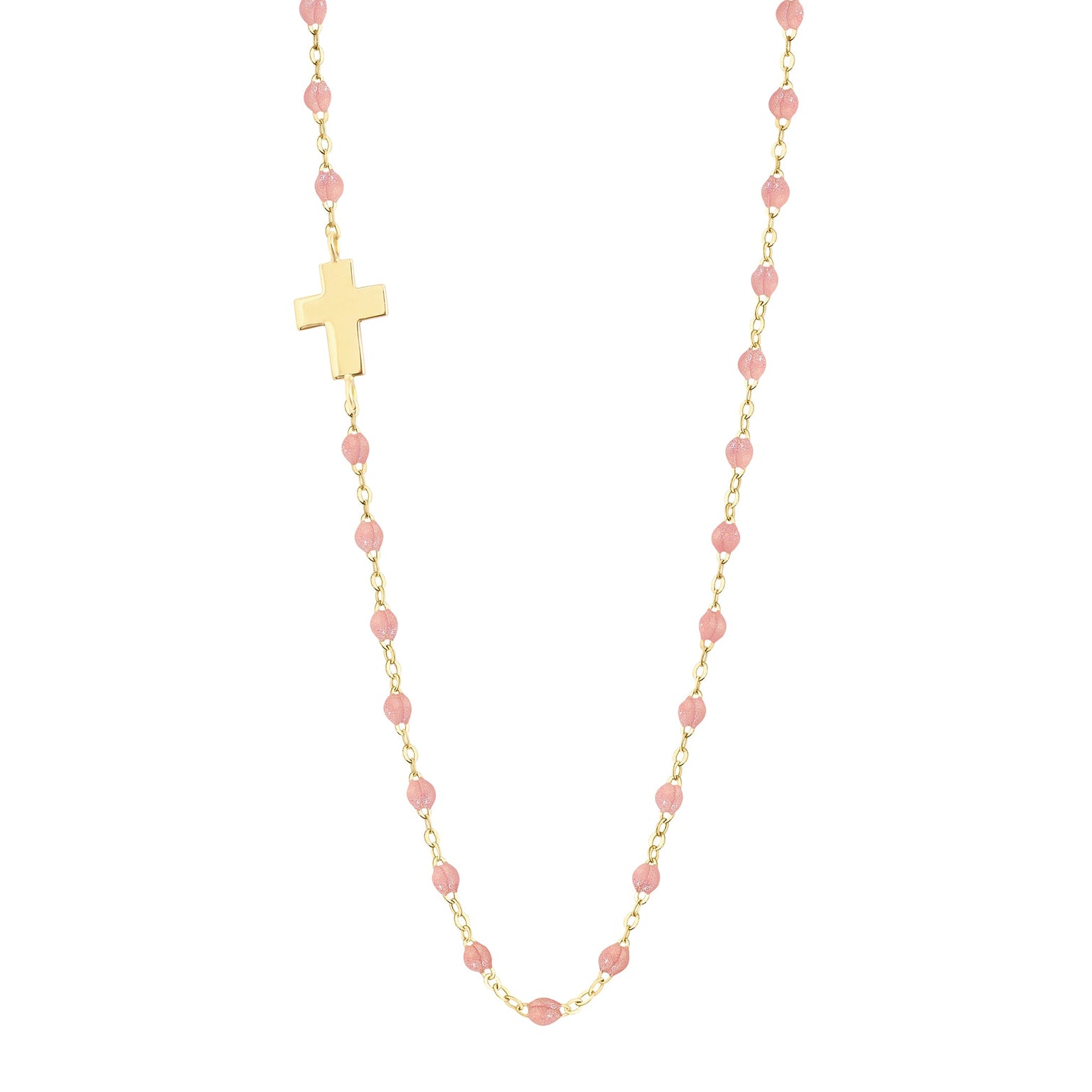 Gigi Clozeau - Side Cross Charm Classic Gigi Blush necklace, Yellow Gold, 16.5"