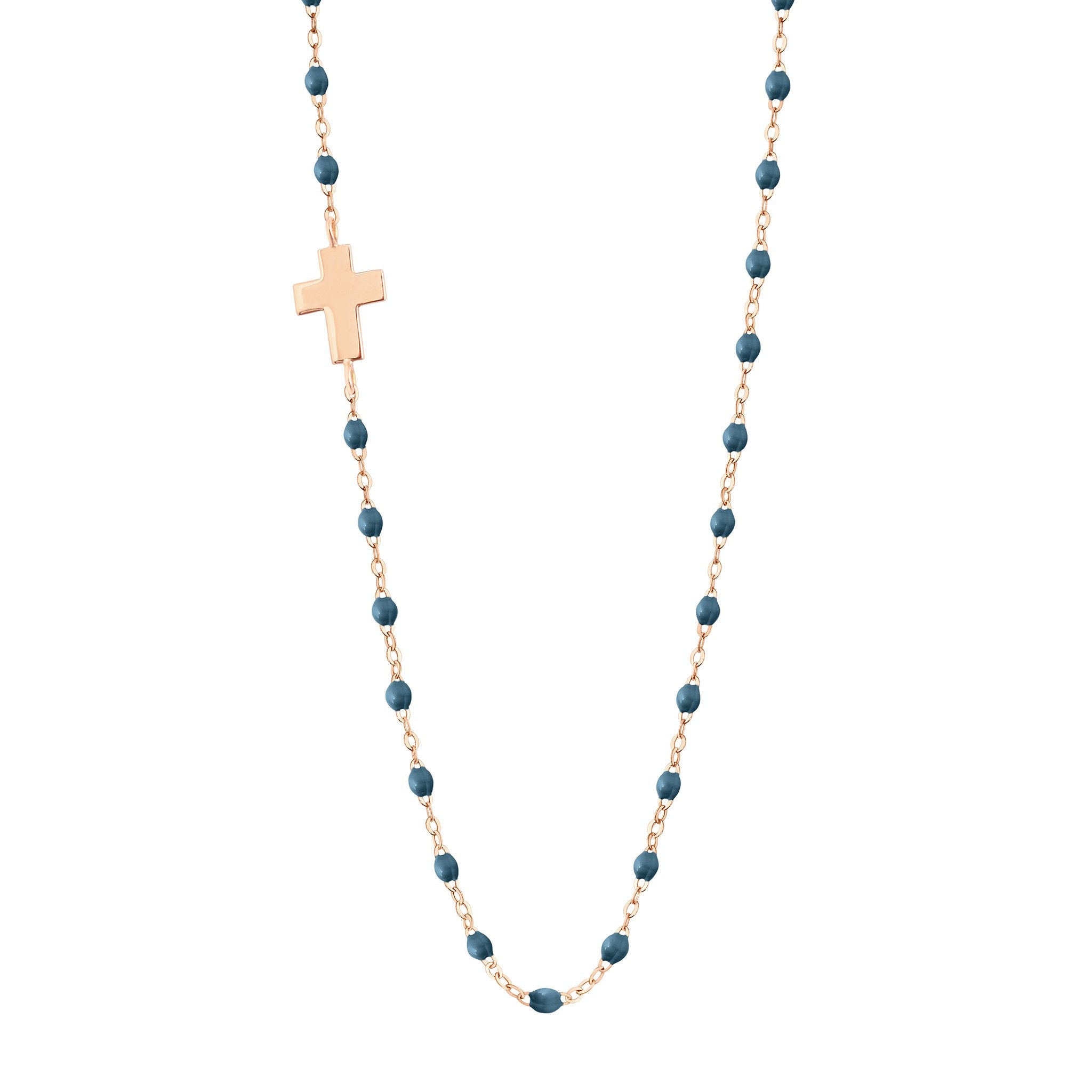 Gigi Clozeau - Side Cross Charm Classic Gigi Jeans necklace, Rose Gold, 16.5"