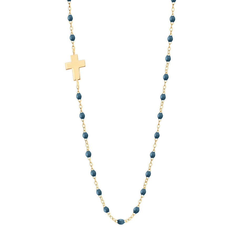 Gigi Clozeau - Side Cross Charm Classic Gigi Jeans necklace, Yellow Gold, 16.5