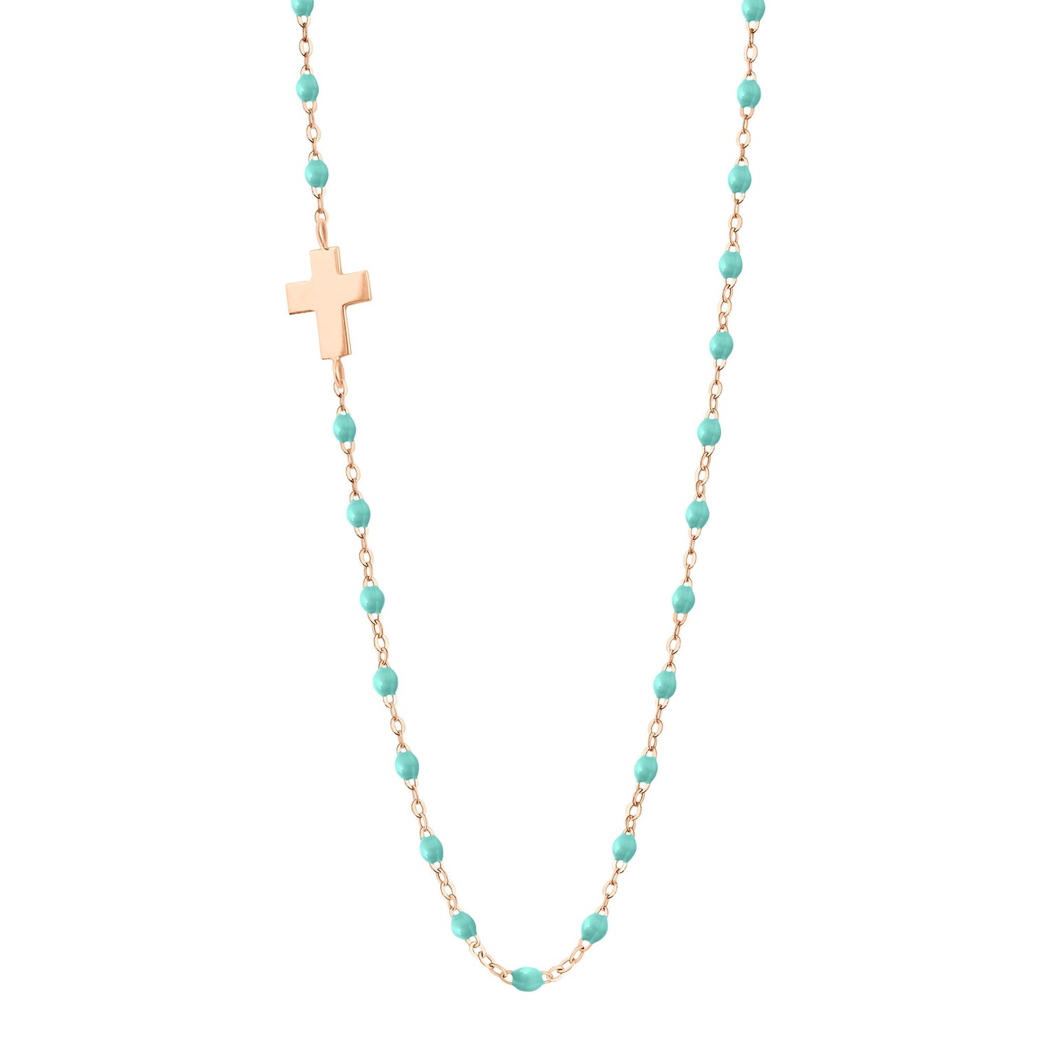 Gigi Clozeau - Side Cross Charm Classic Gigi Lagoon necklace, Rose Gold, 16.5"