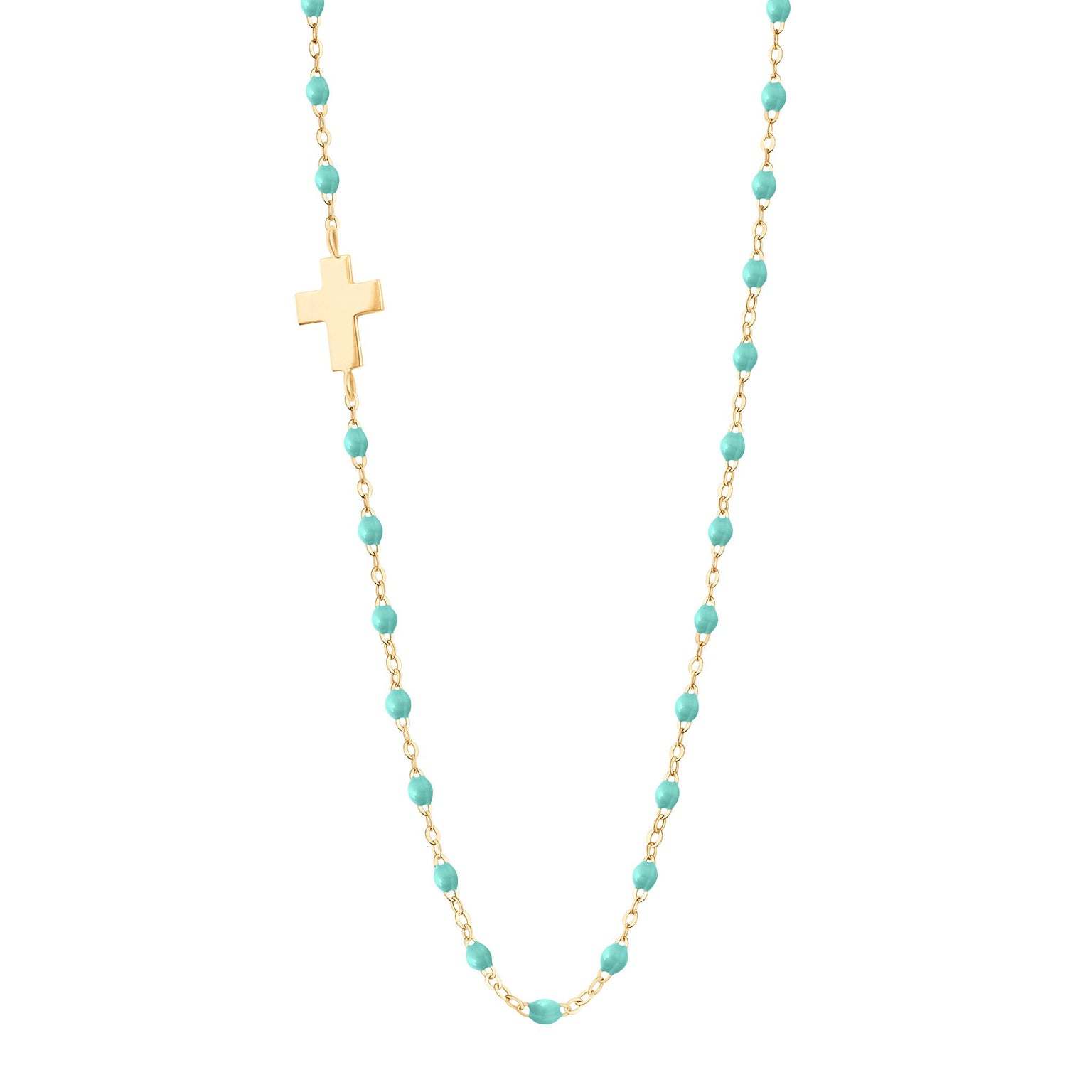 Gigi Clozeau - Side Cross Charm Classic Gigi Lagoon necklace, Yellow Gold, 16.5"