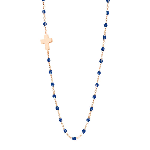 Gigi Clozeau - Side Cross Charm Classic Gigi Lapis necklace, Rose Gold, 16.5
