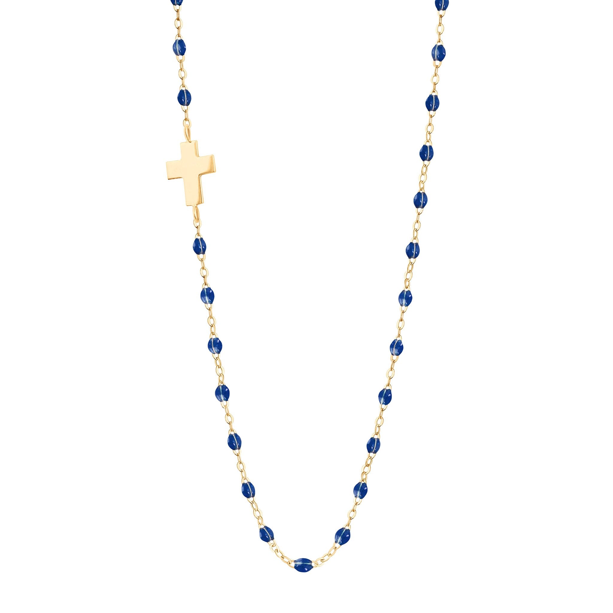 Gigi Clozeau - Side Cross Charm Classic Gigi Lapis necklace, Yellow Gold, 16.5"