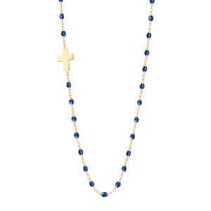 Gigi Clozeau - Side Cross Charm Classic Gigi Lapis necklace, Yellow Gold, 16.5"