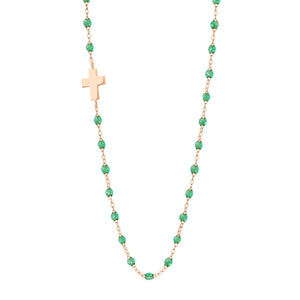 Gigi Clozeau - Side Cross Charm Classic Gigi Mint Necklace, Rose Gold, 16.5"