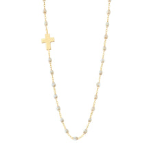 Gigi Clozeau - Side Cross Charm Classic Gigi Opal necklace, Yellow Gold, 16.5"