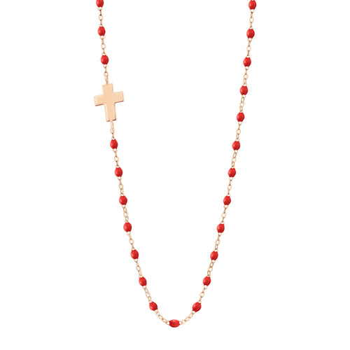 Gigi Clozeau - Side Cross Charm Classic Gigi Poppy necklace, Rose Gold, 16.5