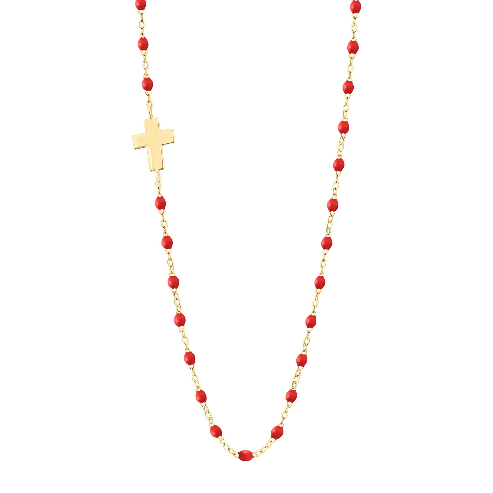 Gigi Clozeau - Side Cross Charm Classic Gigi Poppy necklace, Yellow Gold, 16.5"