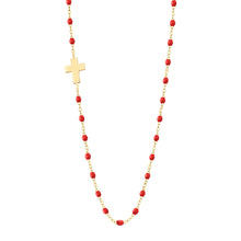 Gigi Clozeau - Side Cross Charm Classic Gigi Poppy necklace, Yellow Gold, 16.5"