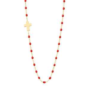 Gigi Clozeau - Side Cross Charm Classic Gigi Poppy necklace, Yellow Gold, 16.5"