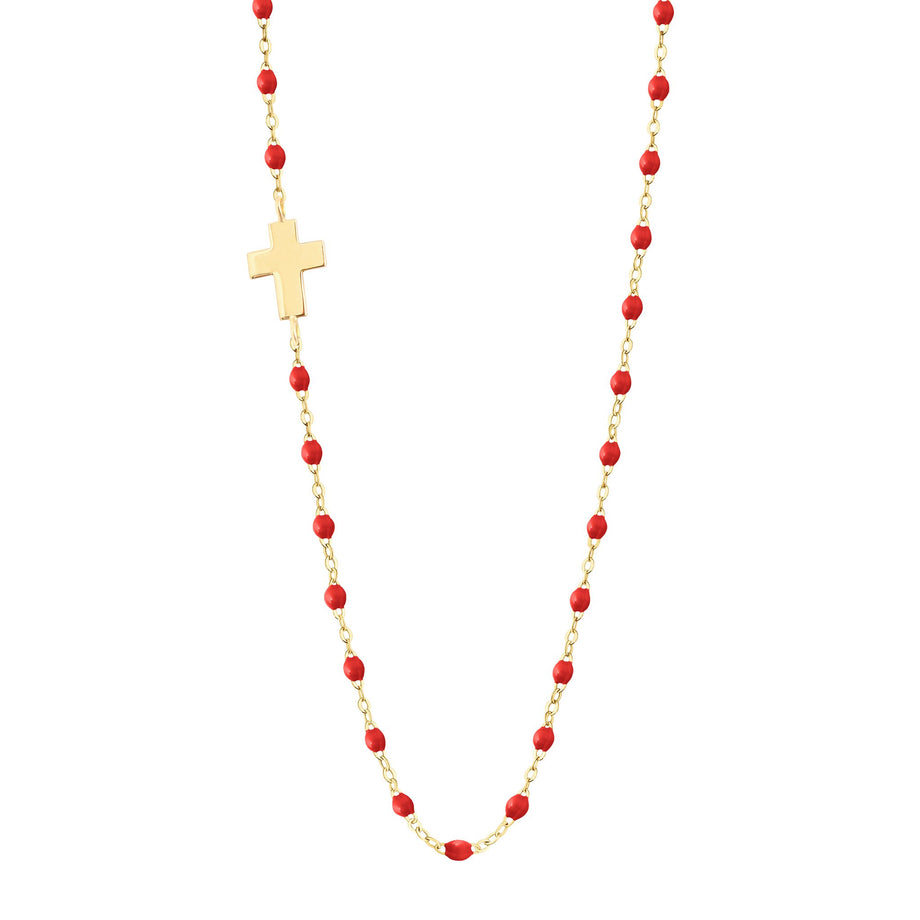 Gigi Clozeau - Side Cross Charm Classic Gigi Poppy necklace, Yellow Gold, 16.5
