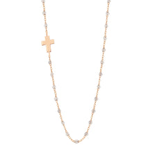 Gigi Clozeau - Side Cross Charm Classic Gigi Sparkle necklace, Rose Gold, 16.5"