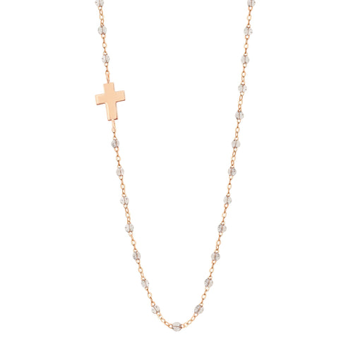 Gigi Clozeau - Side Cross Charm Classic Gigi Sparkle necklace, Rose Gold, 16.5