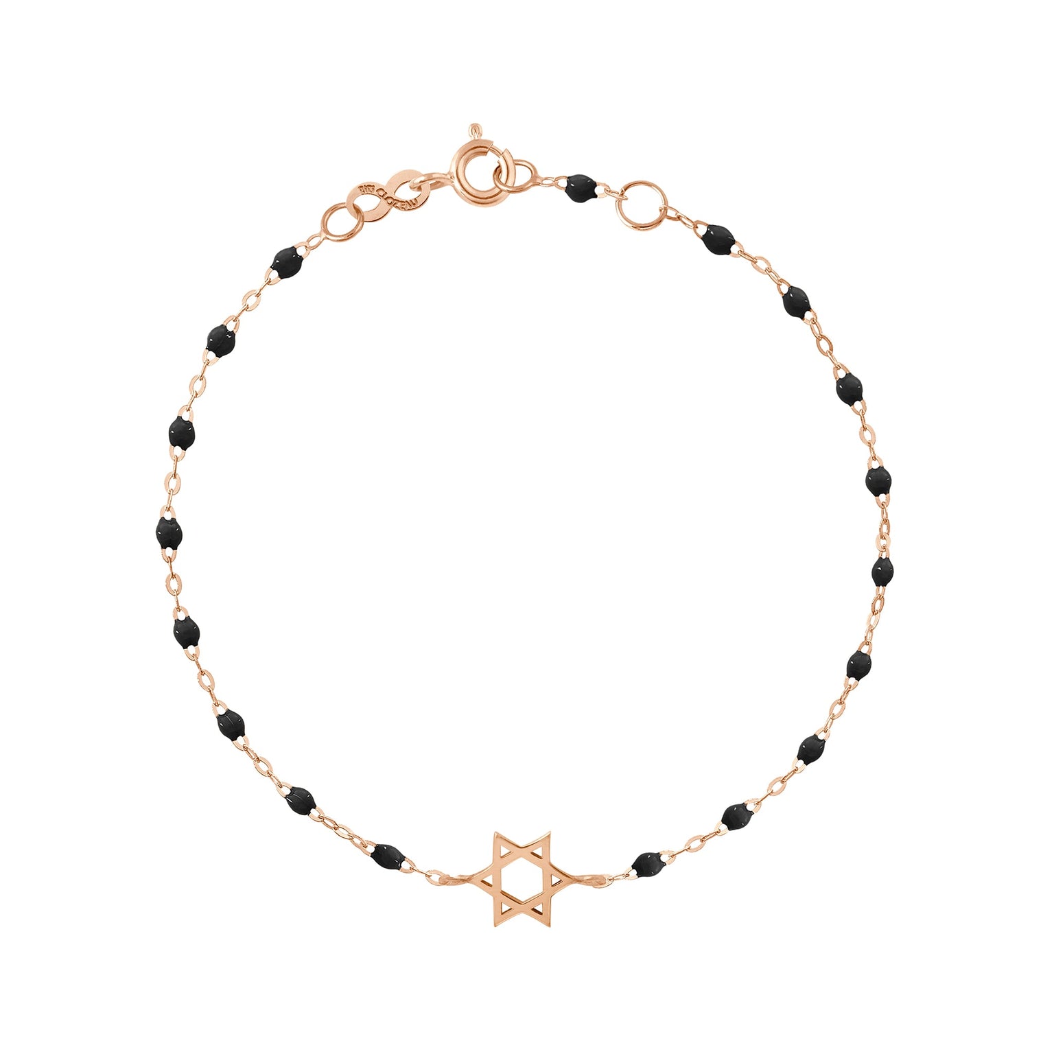 Gigi Clozeau - Star of David Bracelet, Black, Rose Gold, 6.7"