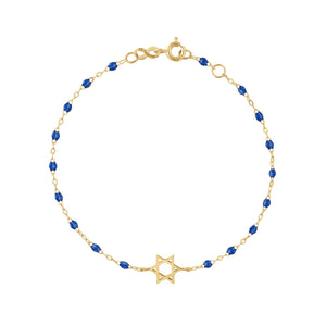 Gigi Clozeau - Star of David Bracelet, Sapphire, Yellow Gold, 6.7"
