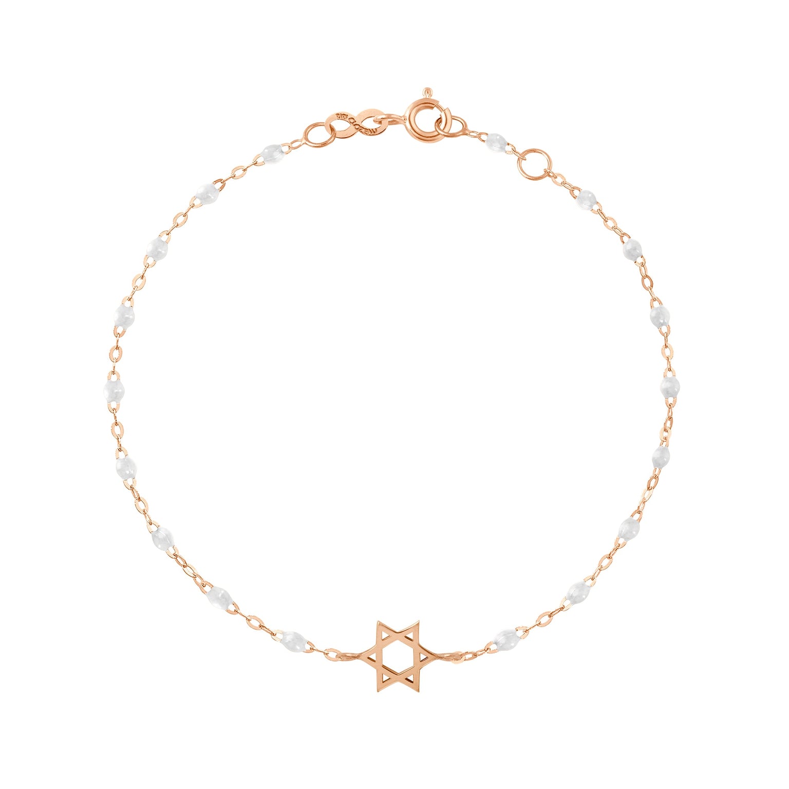 Gigi Clozeau - Star of David Bracelet, White, Rose Gold, 6.7"