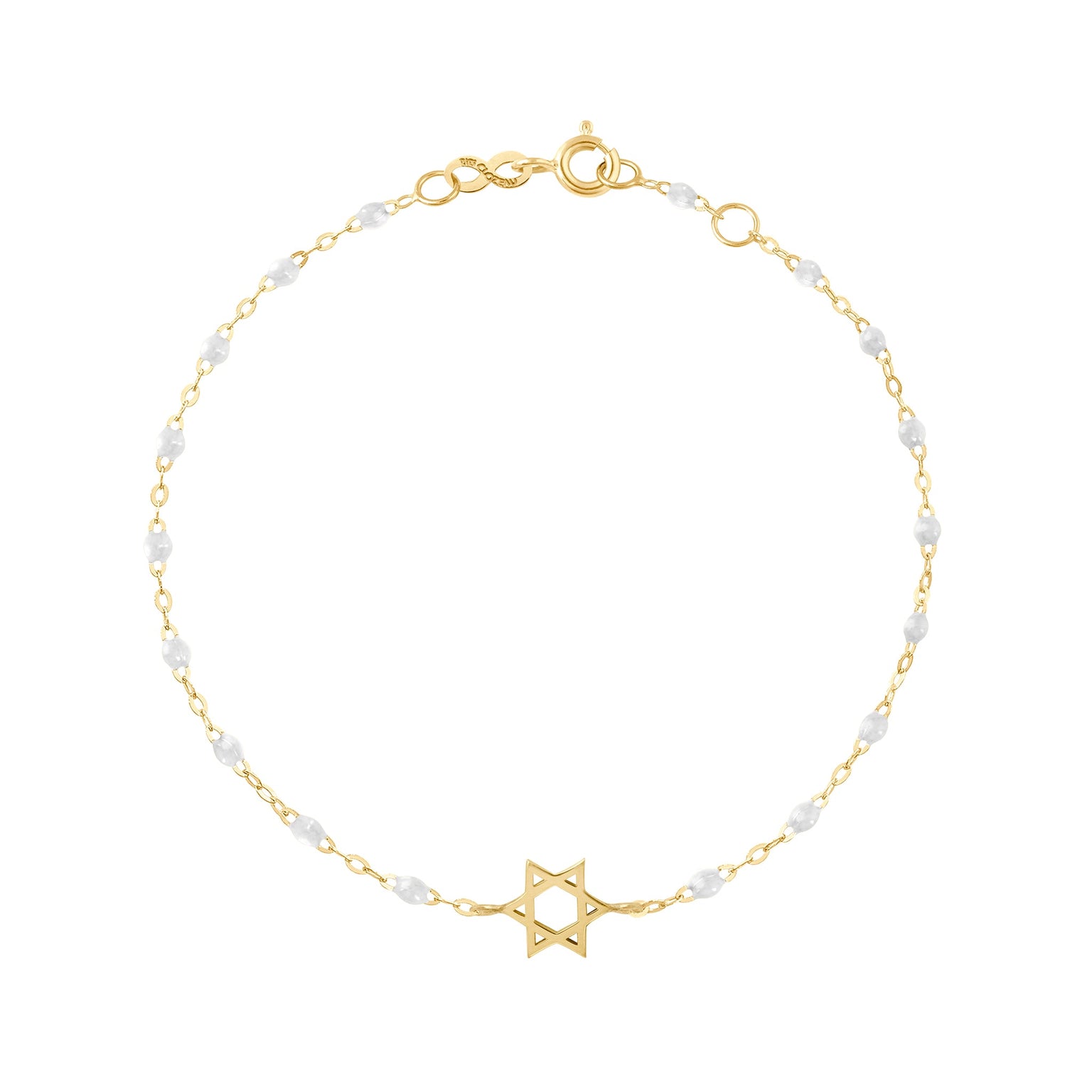 Gigi Clozeau - Star of David Bracelet, White, Yellow Gold, 6.7"