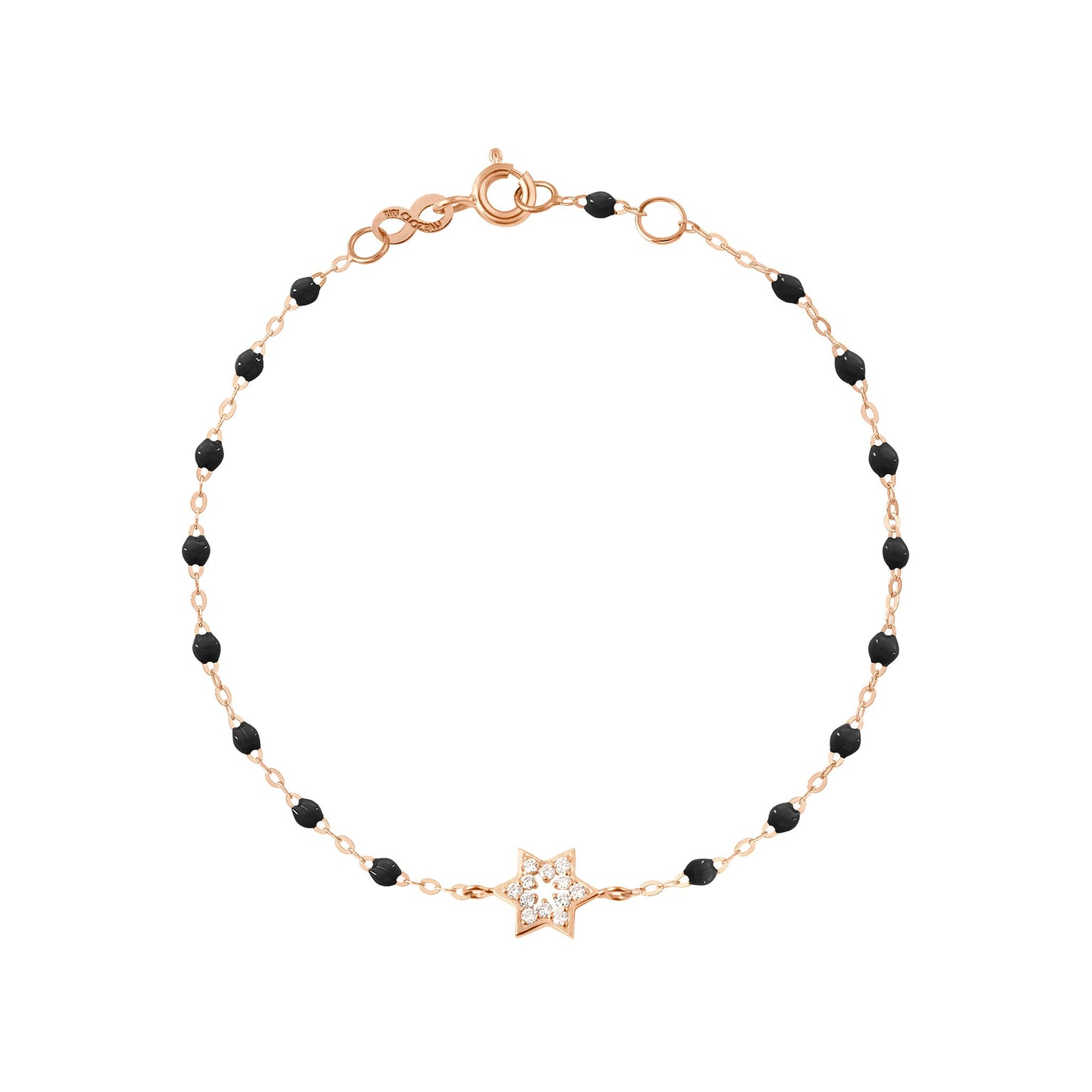 Gigi Clozeau - Star of David Classic Gigi Black diamond bracelet, Rose Gold, 6.7"