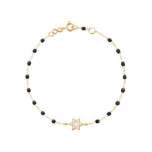 Gigi Clozeau - Star of David Classic Gigi Black diamond bracelet, Yellow Gold, 6.7"