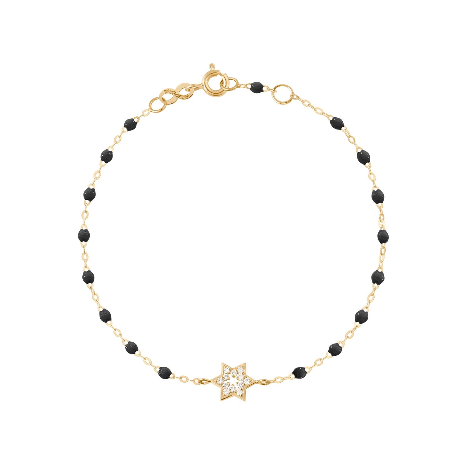 Gigi Clozeau - Star of David Classic Gigi Black diamond bracelet, Yellow Gold, 6.7"