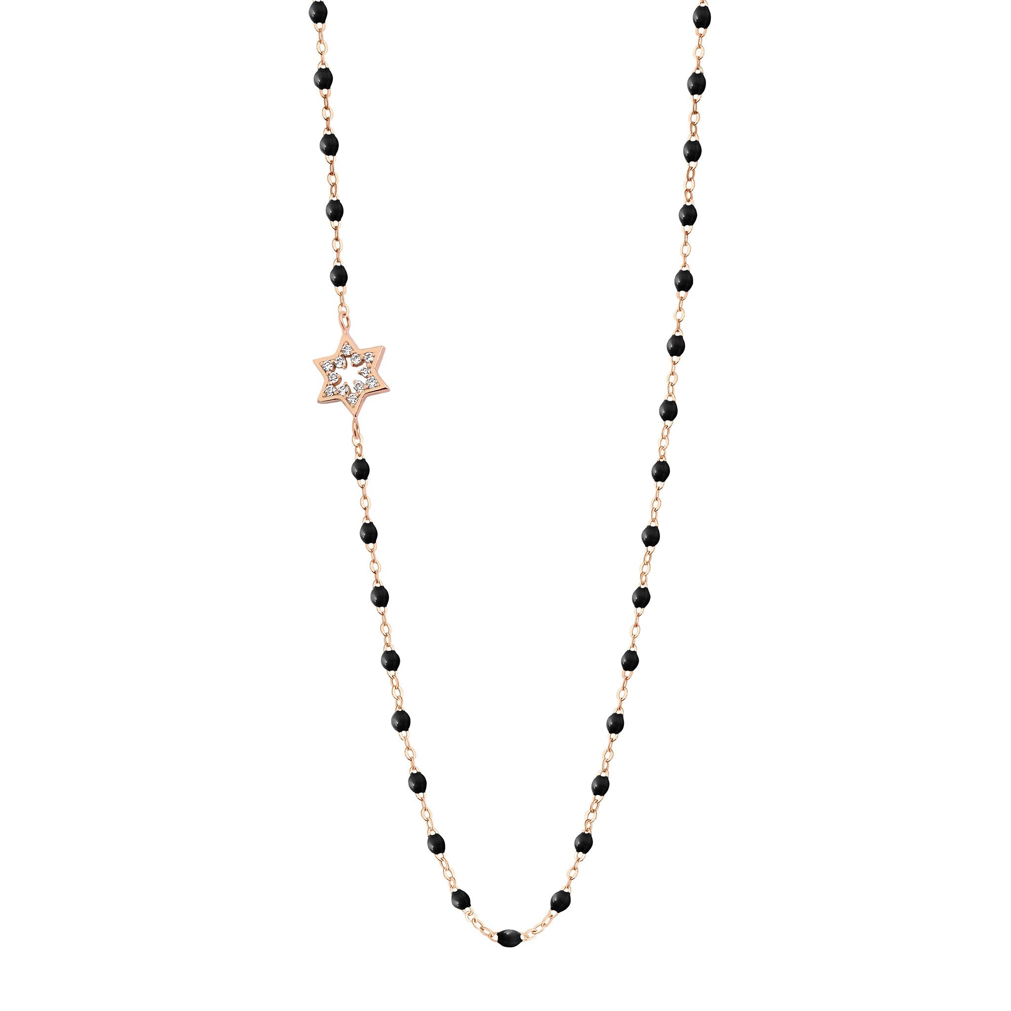 Gigi Clozeau - Star of David Classic Gigi Black diamond necklace, Rose Gold, 16.5"