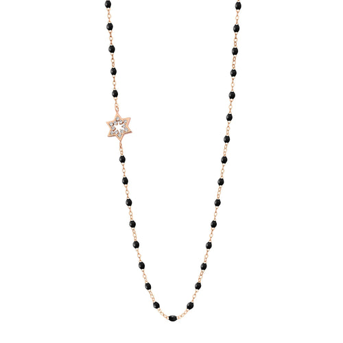 Gigi Clozeau - Star of David Classic Gigi Black diamond necklace, Rose Gold, 16.5