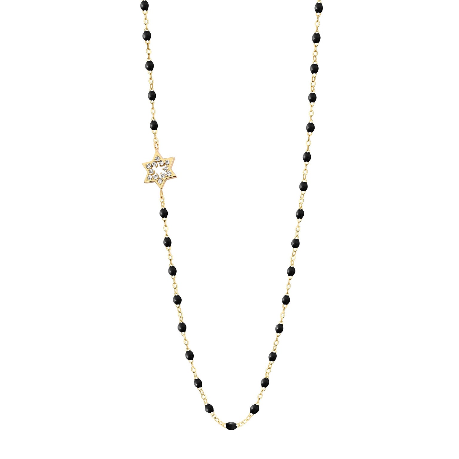 Star of David Classic Gigi Black diamond necklace, Yellow Gold, 16.5