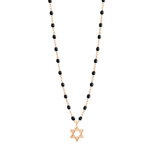 Gigi Clozeau - Star of David Necklace, Black, Rose Gold, 16.5