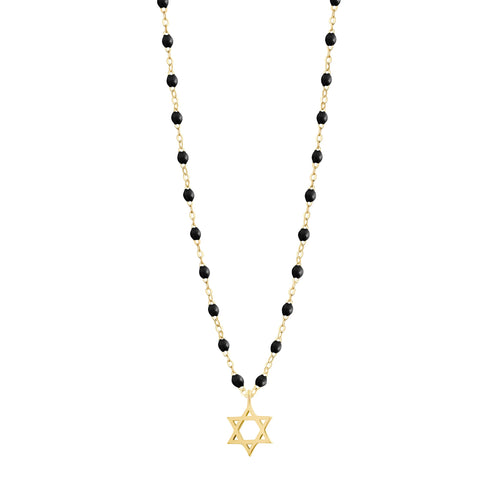Gigi Clozeau - Star of David Necklace, Black, Yellow Gold, 16.5