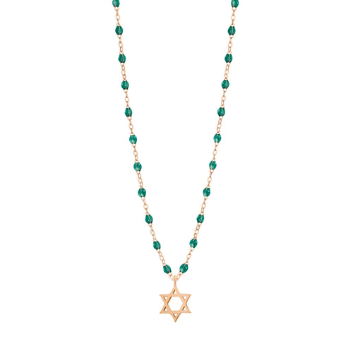 Gigi Clozeau - Star of David Necklace, Emerald, Rose Gold, 16.5