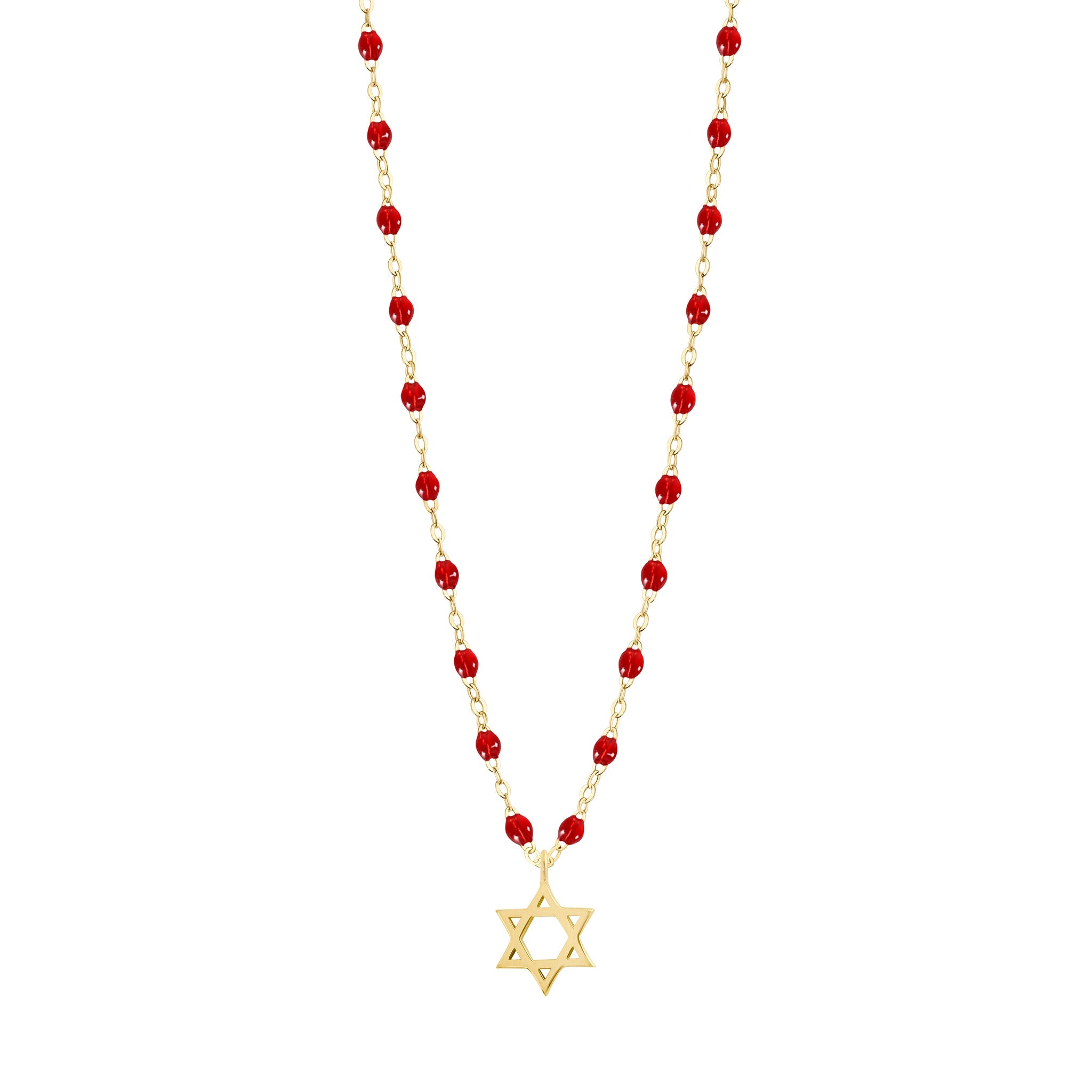 Gigi Clozeau - Star of David Necklace, Ruby, Yellow Gold, 16.5"
