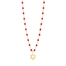 Gigi Clozeau - Star of David Necklace, Ruby, Yellow Gold, 16.5"